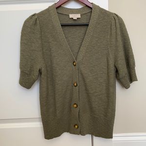 Loft outlet puffed short sleeve cardigan
